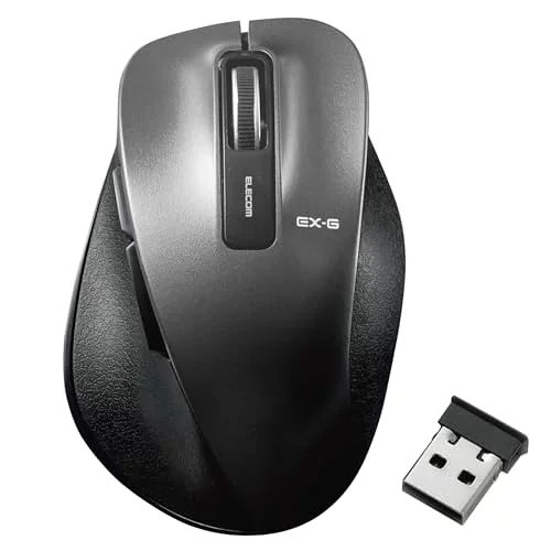 エレコム マウス ワイヤレス Mサイズ 5ボタン 戻る・進むボタン搭載 BlueLED 握りの極み ガンメタリック